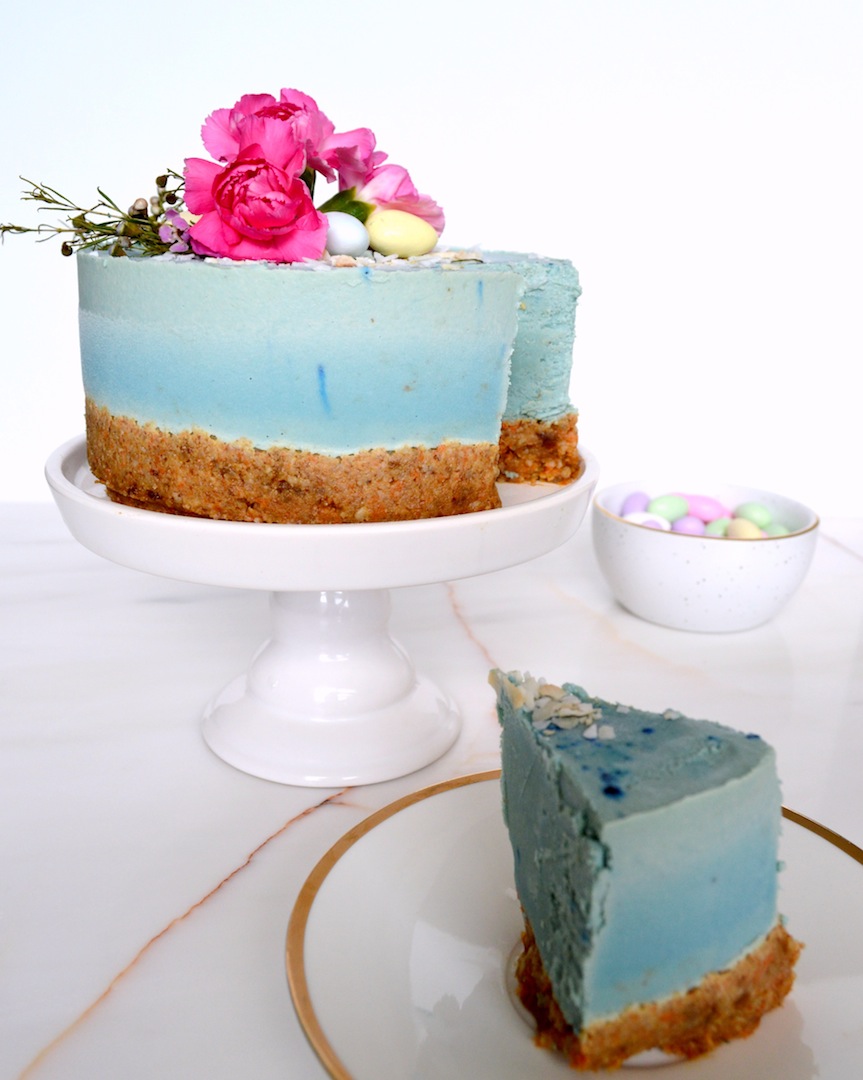 Blue Bird Cake - Hummingbird and Carrot Cake with Blue Majik (Raw, Vegan) by Plantbased Baker