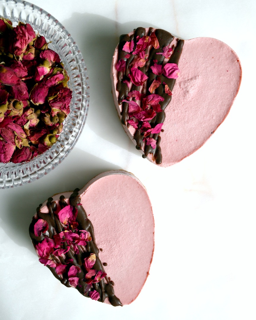 Chocolate Beetroot and Rosewater Cheesecakes 