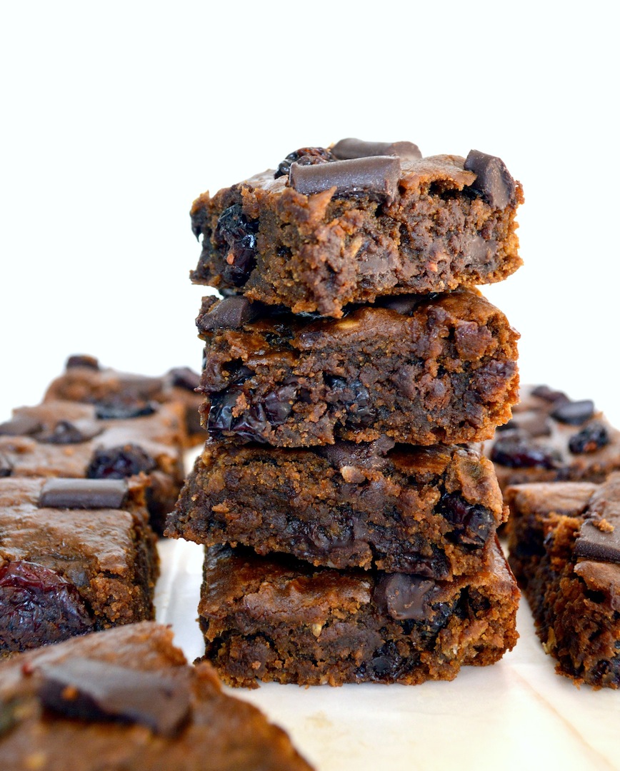 Gingerbread Cranberry Chocolate Chunk Chickpea Blondies (Vegan, Gluten-Free) by Plantbased Baker